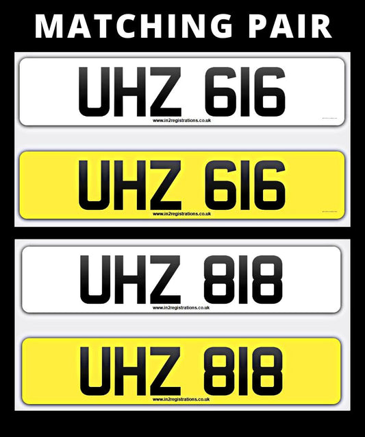 UHZ 616 & UHZ 818 Matching pair of 3 digit number plate for sale ni