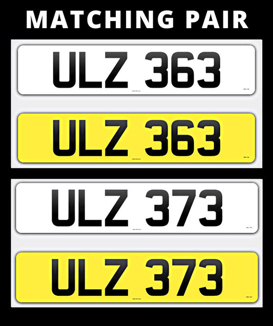 ULZ 363 & ULZ 373 Matching pair of 3 digit number plate for sale ni