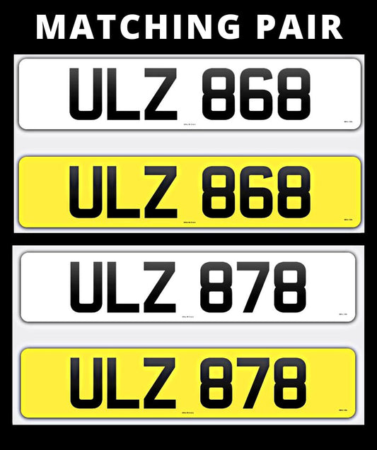 ULZ 868 & ULZ 878 Matching pair of 3 digit number plate for sale ni