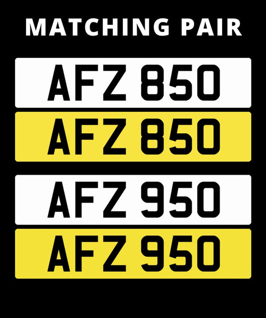 AFZ 850  & AFZ 950 Matching pair of 3 digit number plate for sale ni