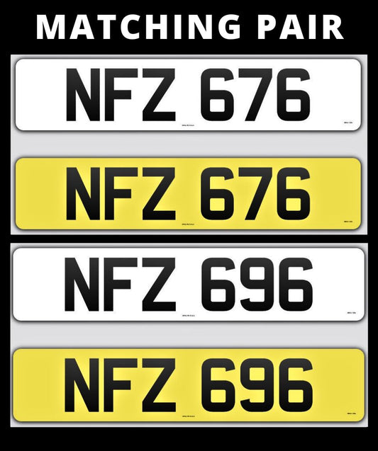 NFZ 676  & NFZ 696 Matching pair of 3 digit number plate for sale ni