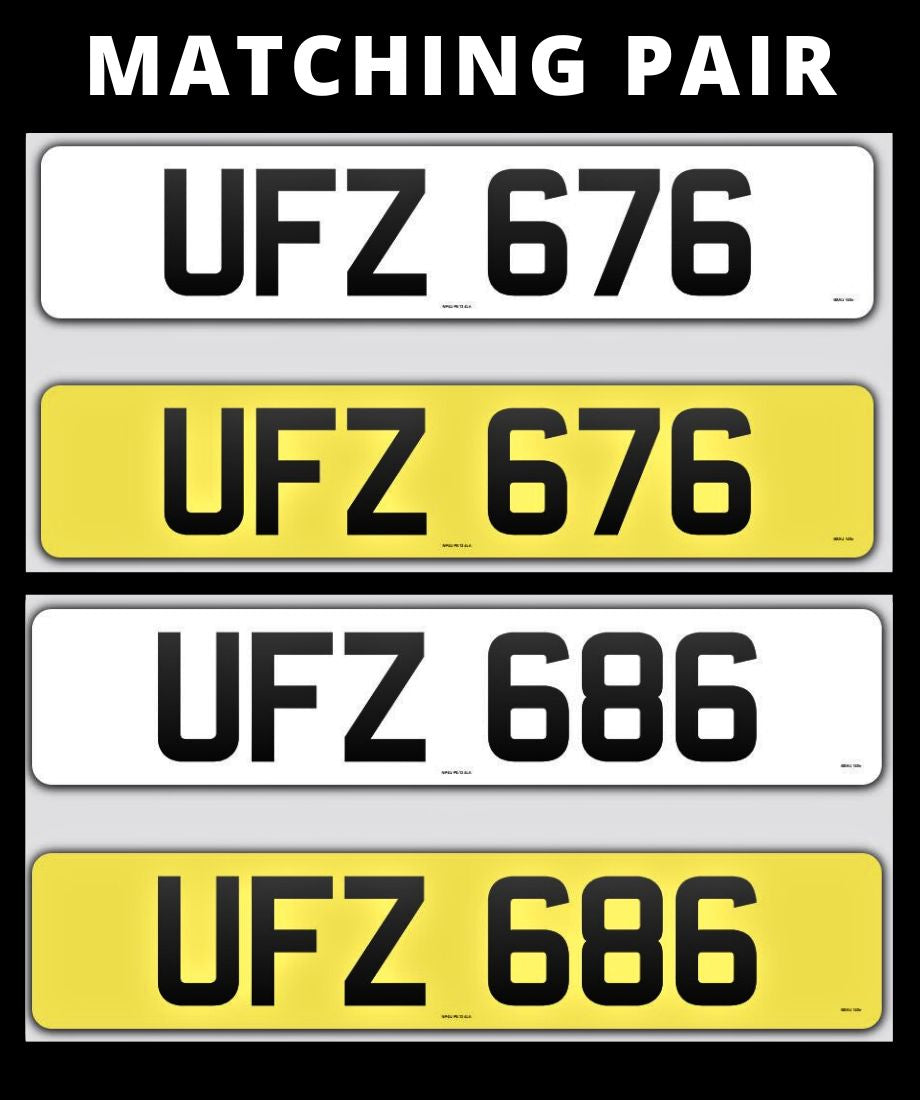 UFZ 676  & UFZ 686 Matching pair of 3 digit number plate for sale ni