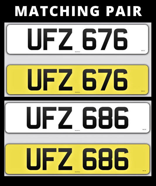 UFZ 676  & UFZ 686 Matching pair of 3 digit number plate for sale ni