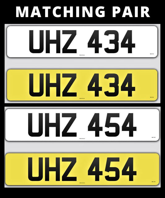 UHZ 434  & UHZ 454 Matching pair of 3 digit number plate for sale ni